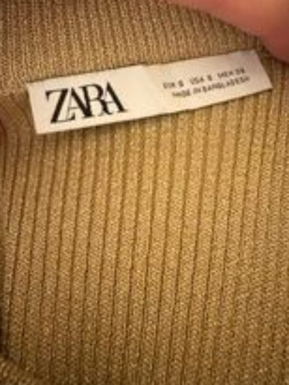 Gold Ribbed Knit Midi Skirt – Size S - Picture 4 of 5